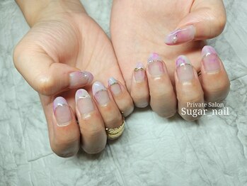 シュガーネイル(sugar nail)/涼し気マーブルネイル