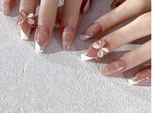 ネイルマジック 仙台一番町店(NAIL MAJIC)/チェック×フレンチ×バタフライ