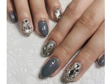 ジュンネイル(Jun Nail)/レオパード×ストーン埋め尽くし
