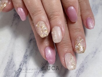 ネイルアトリエルカ(nail atelier LUCA)/W-621 ミラーフラワーネイル