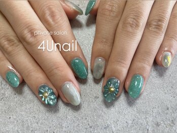 ぷっくりフラワー グリーン系