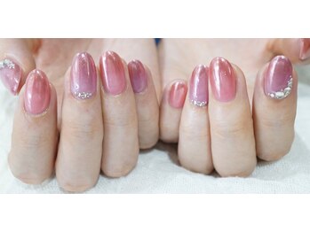 ネイル シスター(nail sister)/ピンクミラーネイル