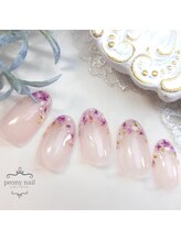 ピオニーネイル(peony nail)/ドライフラワーフレンチネイル