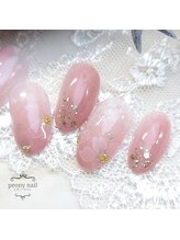ピオニーネイル(peony nail)/たらしこみ桜ネイル
