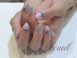 紫陽花風ネイル
