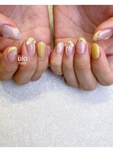 ウロネイルズ(ulo nails)/イエローフレンチ×リボンパール