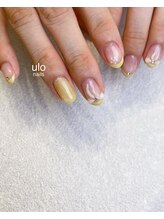 ウロネイルズ(ulo nails)/イエローフレンチ×リボンパール