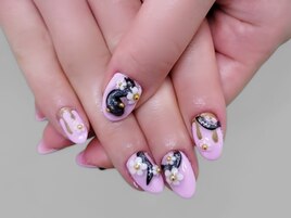 ヘビさんネイル＆３D花￥14,300
