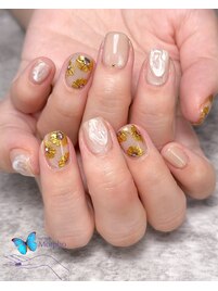 ひまわり＆ミラーネイル