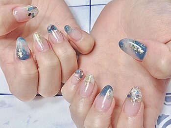 ティーエス ネイル ガーデン(T.S Nail Garden)/ブルー系ニュアンスデザイン