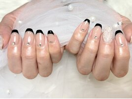黒フレンチ×キルティングネイル