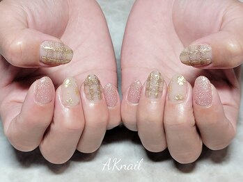 エーケーネイル(AKnail)/フラワーミラーネイル／秋ネイル