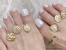 貝殻ネイル★オーロラホワイトミラー★育爪フットネイルデザインプラン