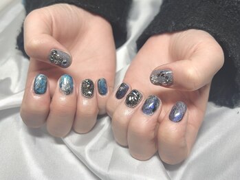 ヤシネイル(Yashi Nail)/Xmas nail BuleBlack