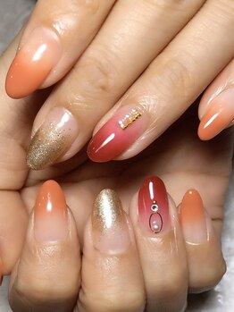 レディグリッター(Lady glitter)/ちぐはぐ3色ネイル