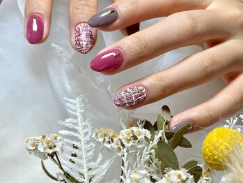 サロンドフォーエイチ(salon de 4H)/ピンク×グレーの大人ツイード★