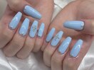 水色シンプルネイル
