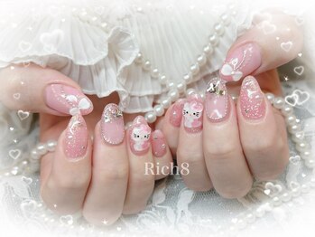 ネイルアンドまつげエクステ リッチエイト 原宿店(Rich8)/キティ×リボンネイル