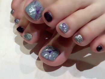 パープル グレーフットネイル Pg ルームヘアネイル 曙橋店 Room Hair Nail のフォトギャラリー ホットペッパービューティー