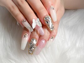 蝶々ネイル/スカルプネイル
