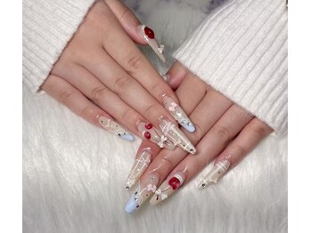 キアラネイルサロンの写真/【パラジェル/長さだし/フィルイン/持ち込】人気チップスカルプ持ち込みデザイン180分~10本アートOK¥15980