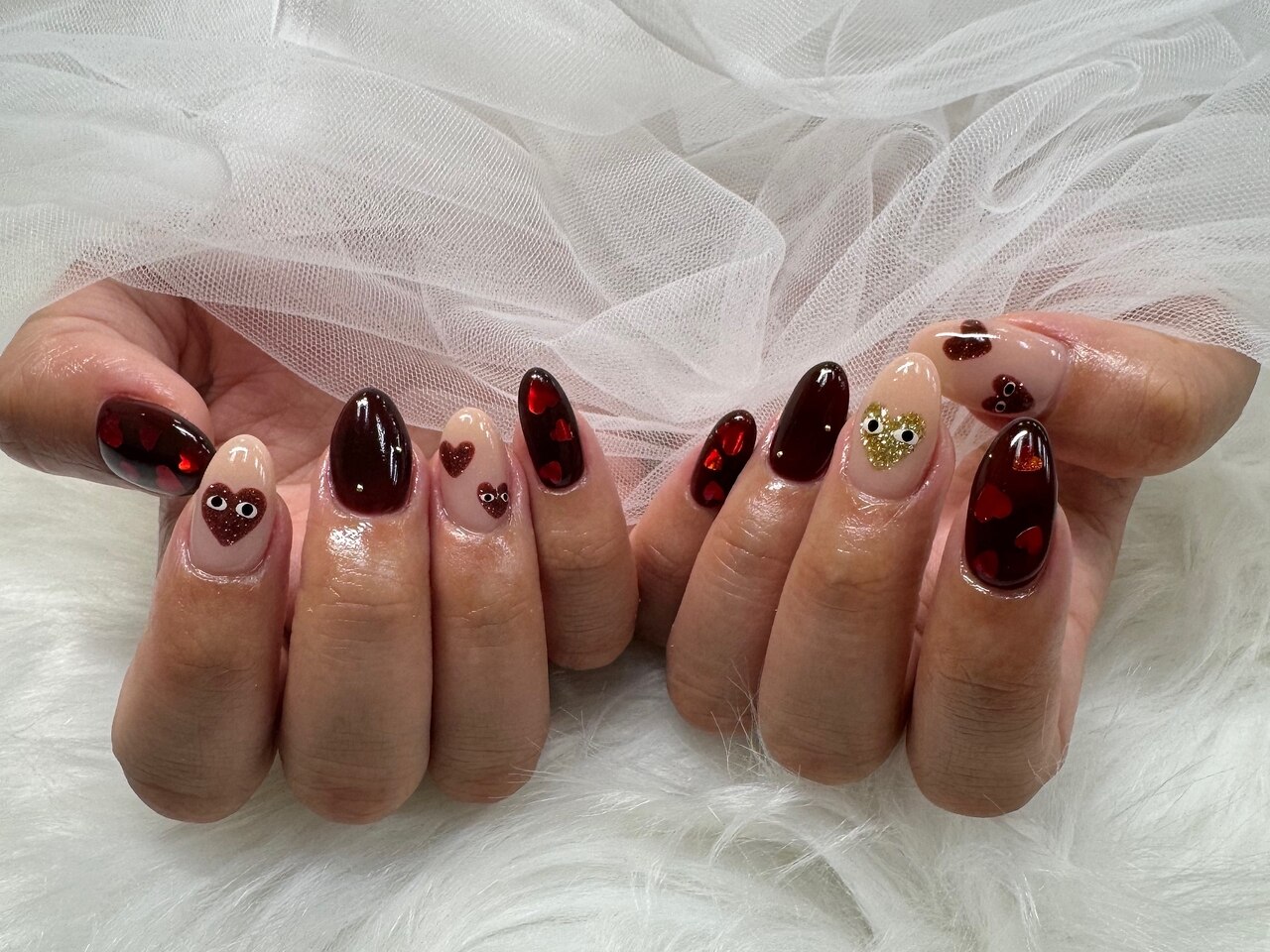 ネイルチップ オーダー フレンチ マグネット ドット リボン 量産型