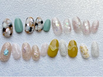 アブニール 大山台店(AVENIR)の写真/【人気のゴージャス定額Cコース¥7700】ボリュームのあるトレンドアート多数♪しっかりアートをしたい方に!