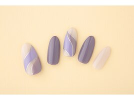 くすみパープル　デザインネイル