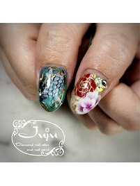 蛇柄ネイル　大正ロマン