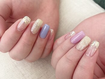 エムスラッシュ ネイル センター北店(M.SLASH)/パラジェル ブルー×ピンク