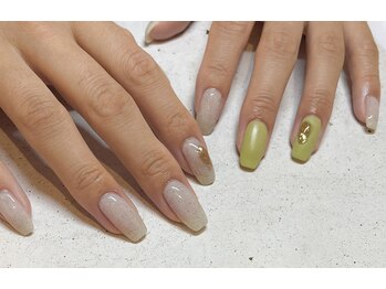 ネイル アバンス 西梅田店(Nail AVANCE.)/砂ジェル×グリーン