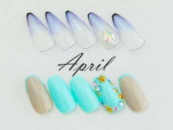 エイプリルプラス(April plus)/ユニコーンフレンチ 海ネイル