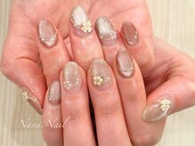 ナナネイル(Nana.Nail)/洗練ベージュ×パールフラワー