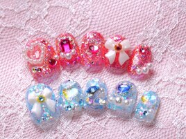 リボン ピンクキラキラ　パーツ