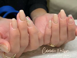 押し花フレンチ　フラワーネイル