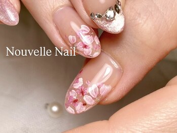 ピンク×押し花フラワー