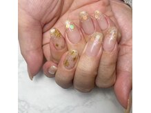 フレイムス アイラッシュ アンド ネイル(FRAMES)/ゴールドアート×グラデーション