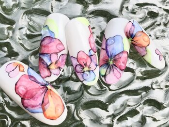 ネイリックス アヴェニール(NAILX avenir)/カラフルたらしこみフラワー