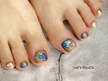 ネイルズミューコ(nail's MyuCo)/紫陽花アートのフット