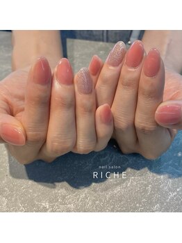 リッシュ(RICHE)/透けピンク×キラキラフラッシュ