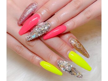 ルアナ(Luana.)/蛍光ピンクイエロー×埋めつくし