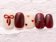 ネイルメゾン 渋谷店(NAIL MAISON)/ガーリーボルドーリボン冬￥6800