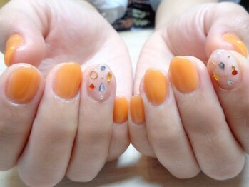 アミュリー ネイル アトリエ(Amury nail atelier)/シアー オレンジ ストーン
