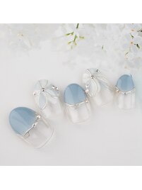 夏色ミラーラインフラワーネイル