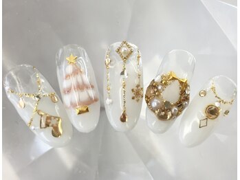 ラリュールネイル(L'Allure nail)/白クリスマスネイル¥9200