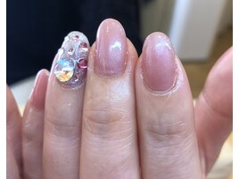 ピンクネイルストーン埋め尽くし