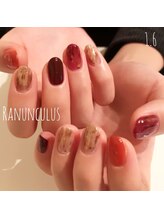 ラナンキュラス(Ranunculus)/成人式ネイル☆マルサラカラー！