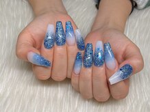 エムネイル(M-Nail)/★ホワイト×ブルーラメネイル★