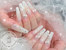 ロングネイル/リボン/長さだし