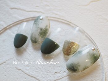 ネイルサロン ブランシュール(Nail Salon Blancheur)/大人カーキのシアーニュアンス